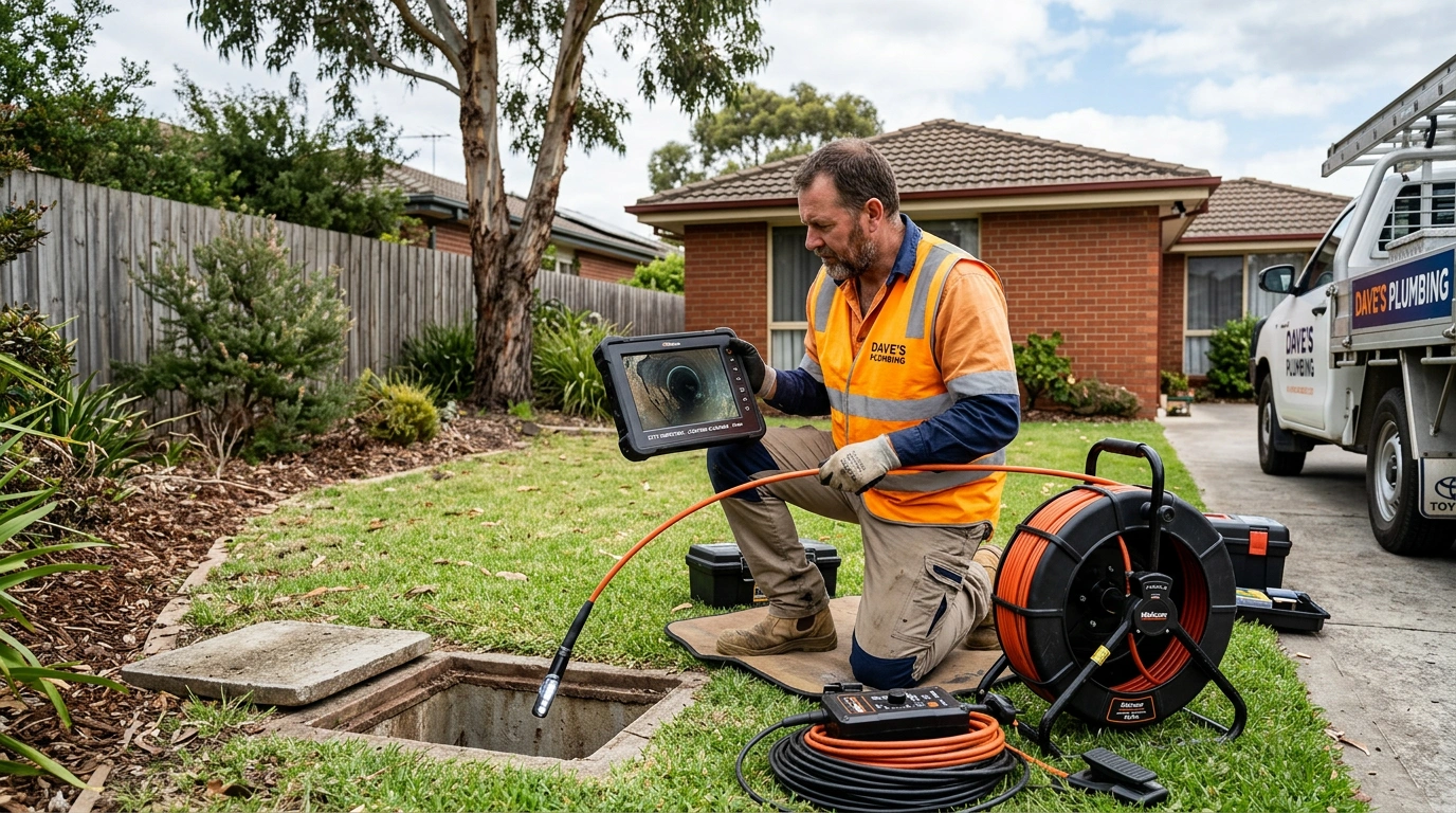 Plumber locating a sewer blockage